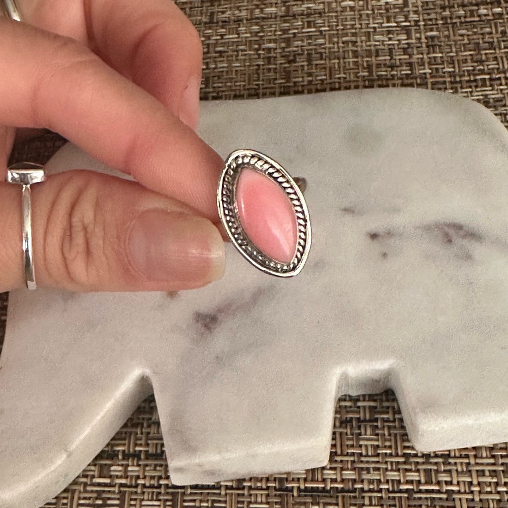 Sterling silver pink conch ring